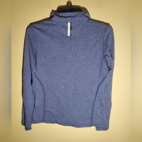 Rhoback Women's The Heather Performance Q-Zip Long Sleeve Shirt blue herringbone - Picture 2 of 5